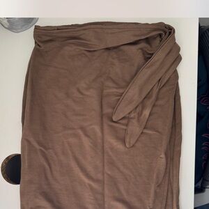 Casual Brown Midi Wrap Skirt